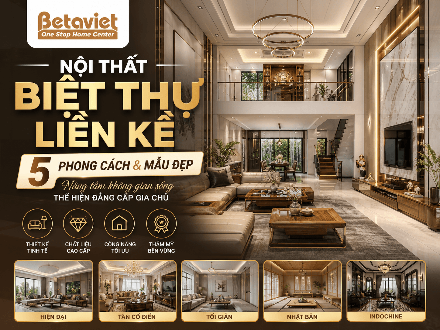 Nội Thất Biệt Thự Liền Kề: 5 Phong Cách & Mẫu Đẹp 2026