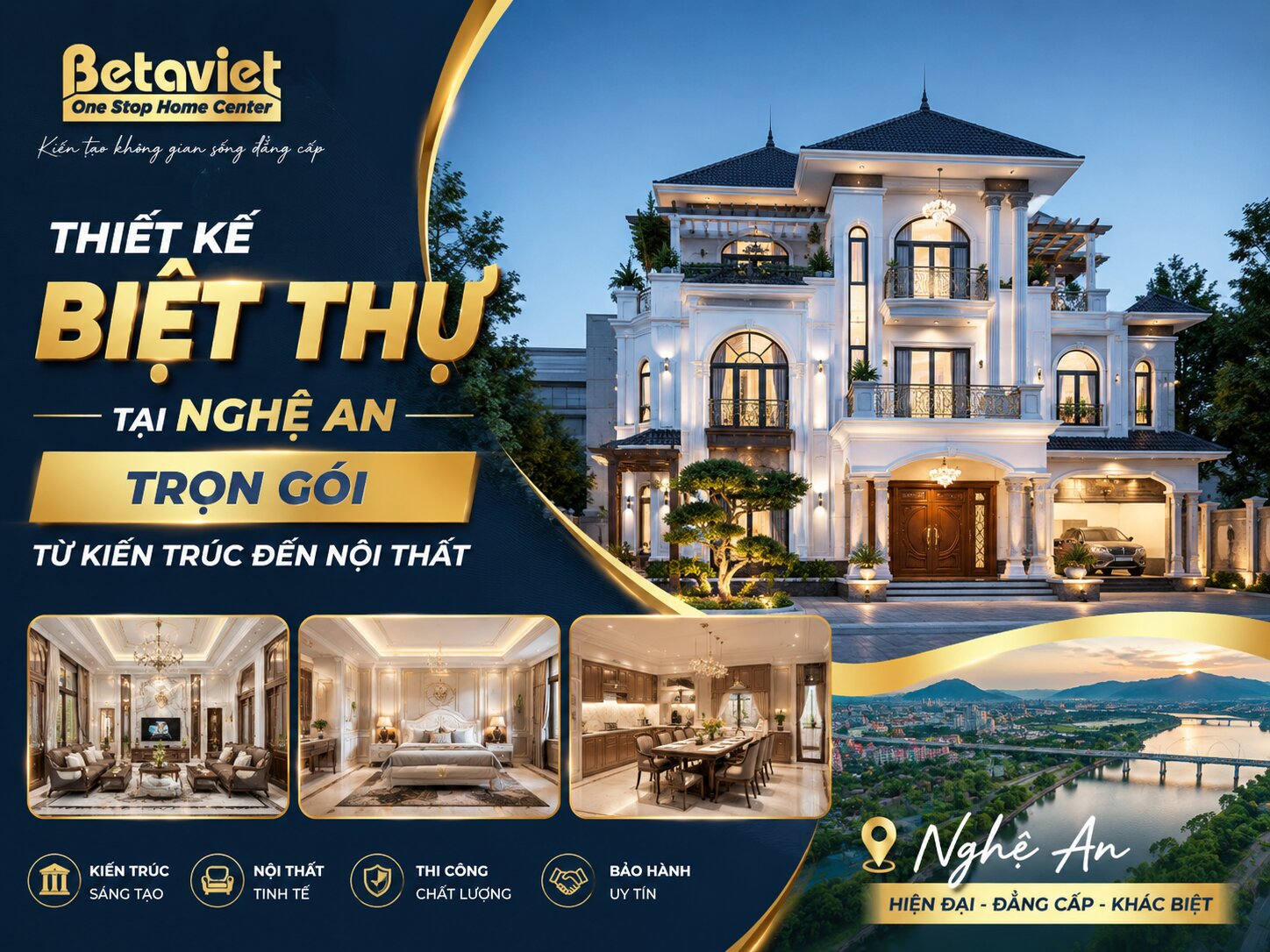 Thiết kế biệt thự tại Nghệ An trọn gói từ kiến trúc đến nội thất