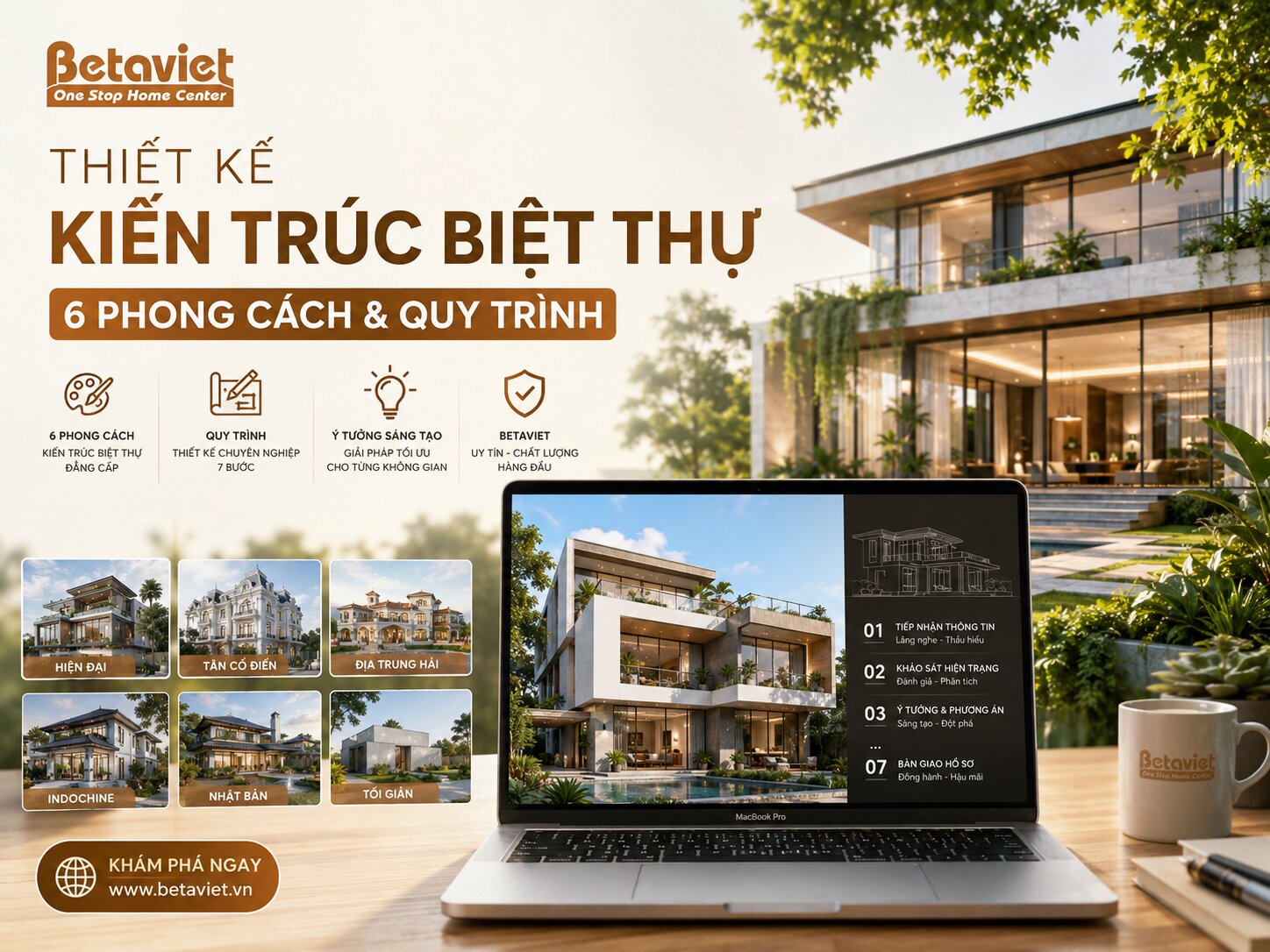 Thiết Kế Kiến Trúc Biệt Thự: 6 Phong Cách & Quy Trình 2026