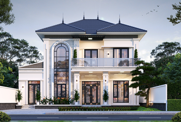 Thiết kế biệt thự 2 tầng phong cách hiện đại tại Thái Nguyên KT2009708