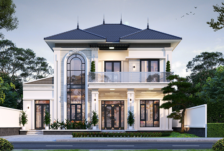 Thiết kế biệt thự 2 tầng phong cách hiện đại tại Thái Nguyên KT2009708
