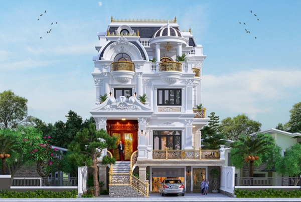 Thiết kế biệt thự 4 tầng phong cách tân cổ điển tại Quảng Ninh KT26069