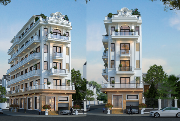 Thiết kế nhà phố 5 tầng phong cách tân cổ điển tại Bắc Ninh KT2009340-1