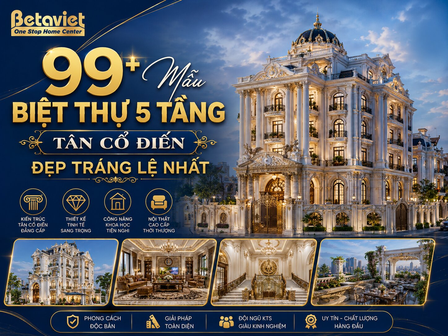 99+ Mẫu Biệt Thự 5 Tầng Tân Cổ Điển Đẹp Tráng Lệ Nhất 2026