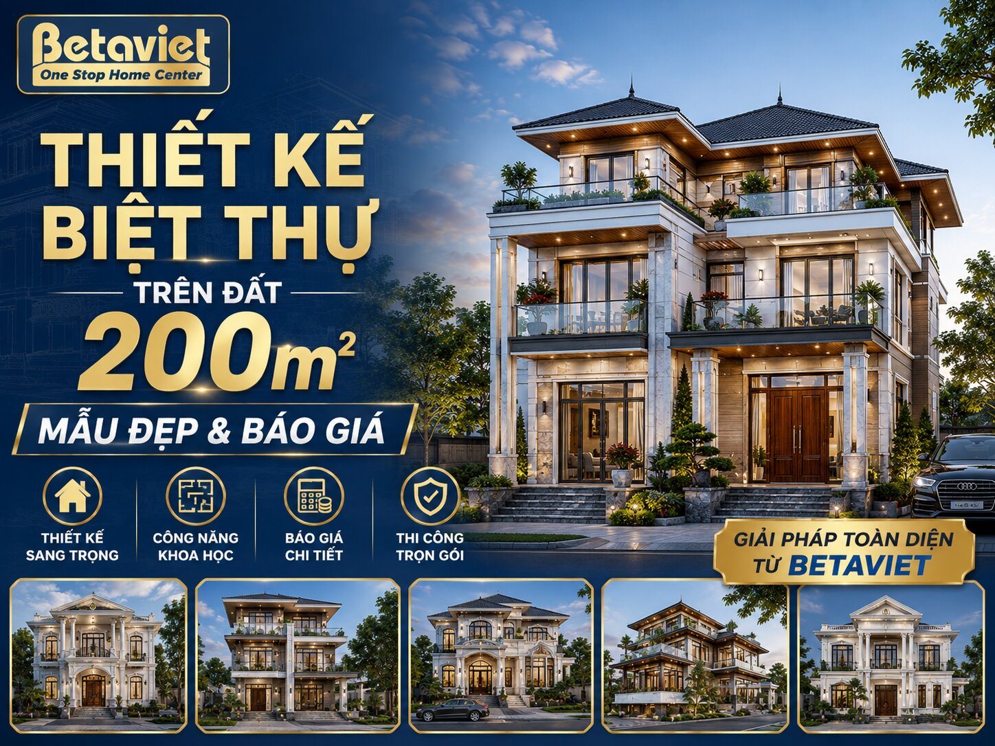 Thiết Kế Biệt Thự Trên Đất 200m2: Mẫu Đẹp & Báo Giá 2026