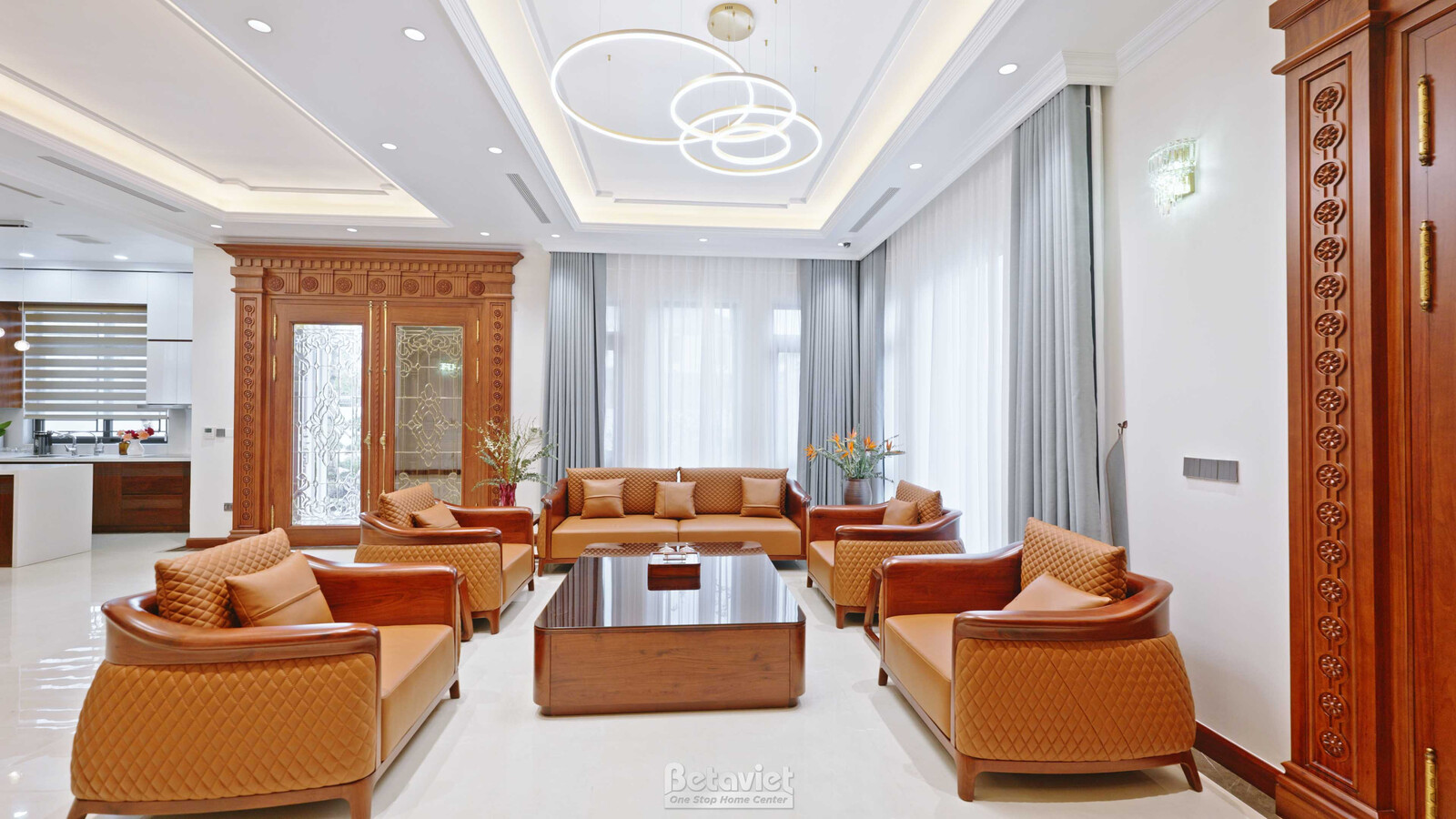 Thi công biệt thự 3 tầng hiện đại HT5001412, giai đoạn hoàn thành – phòng khách