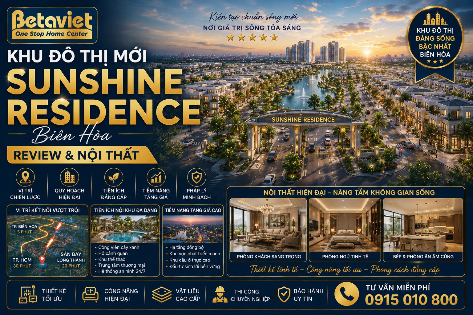 Khu đô thị mới Sunshine Residence Biên Hòa: Review & Nội Thất 2026