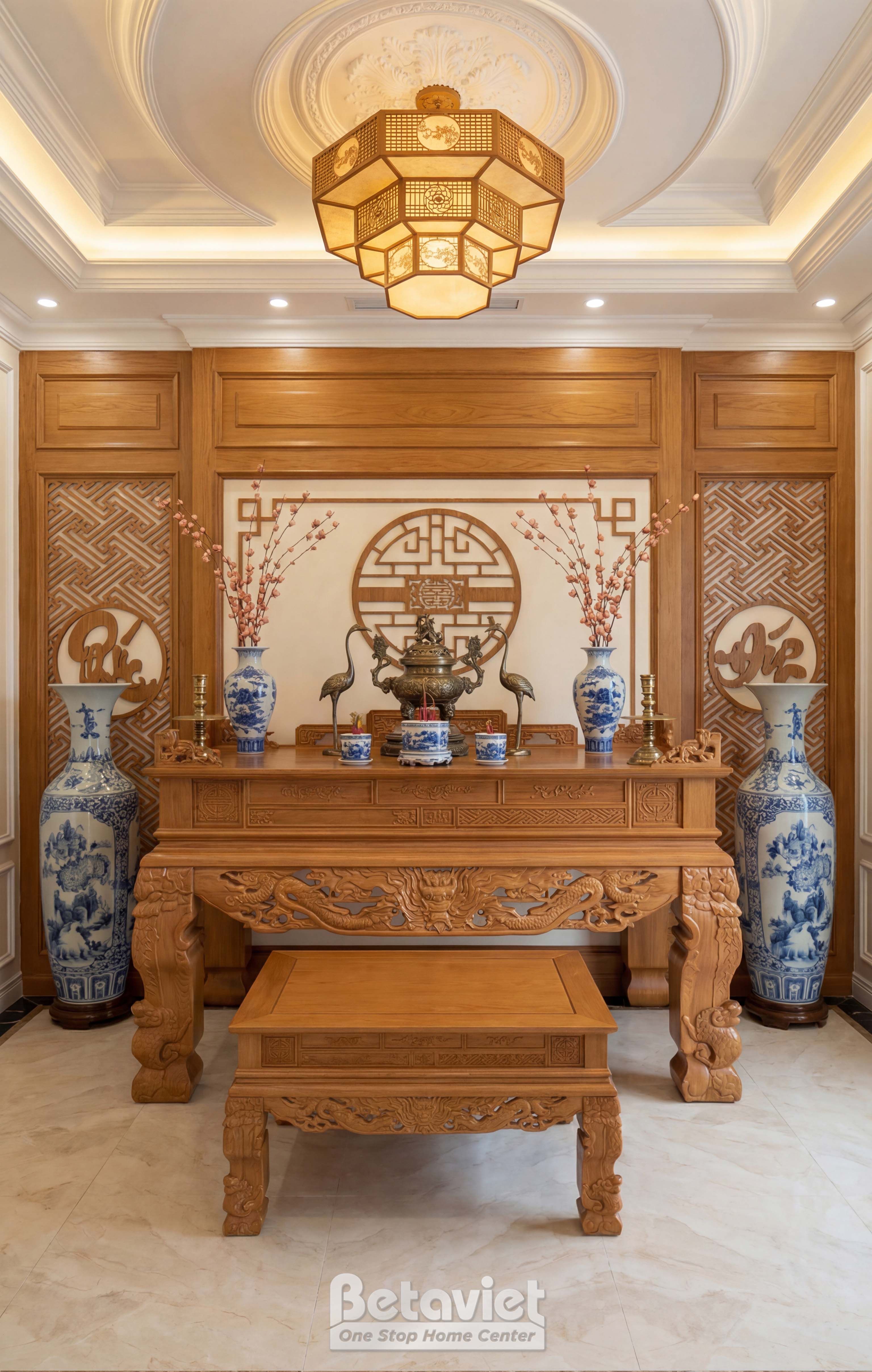 Mẫu nội thất phòng thờ truyền thống biệt thự NT5004382
