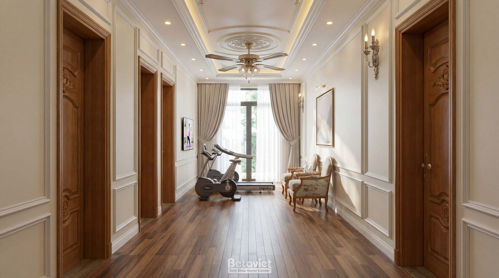 Nội thất phòng tập gym biệt thự tân cổ điển KT5004382 – góc nhìn 2
