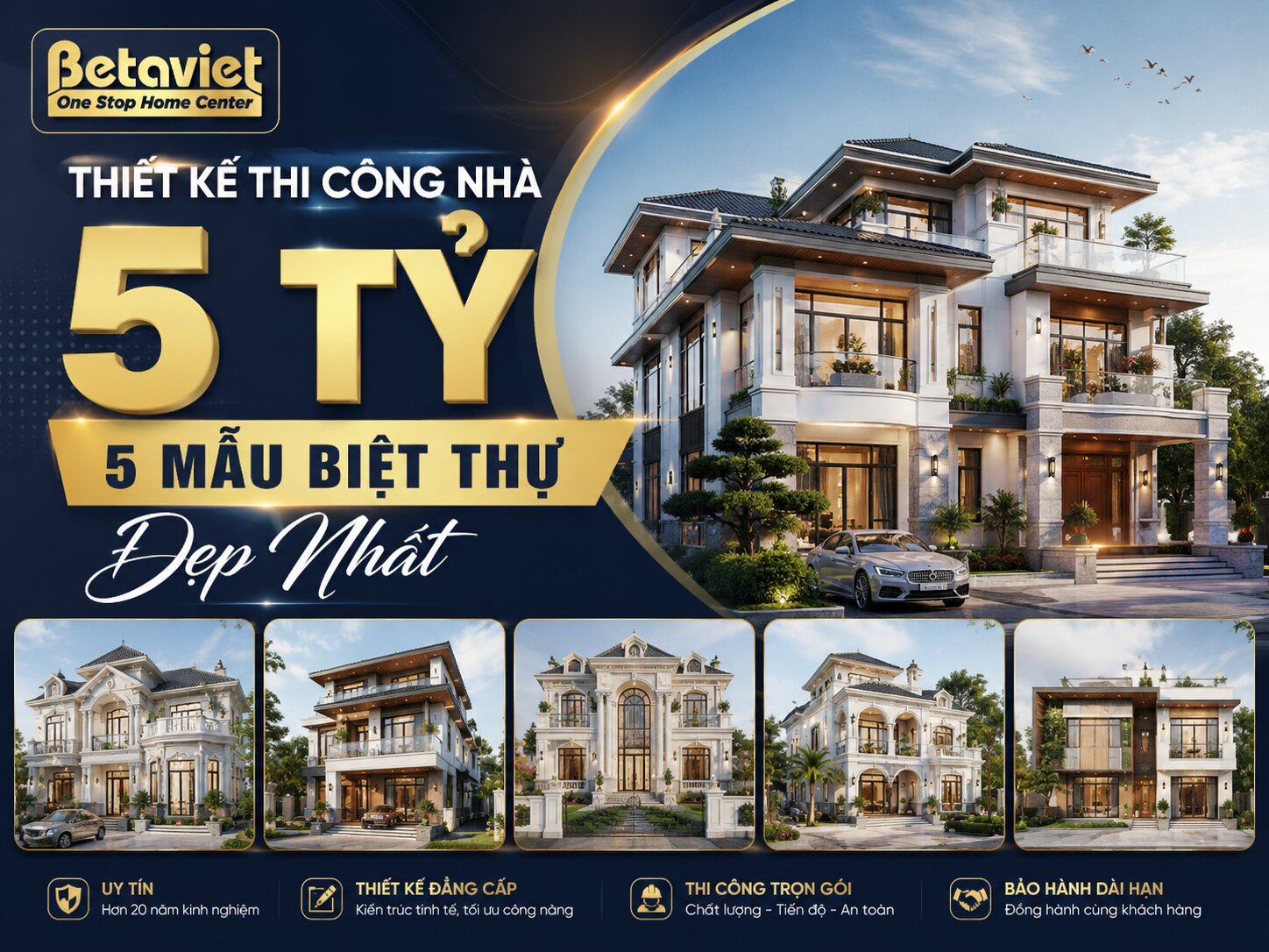 Thiết Kế Thi Công Nhà 5 Tỷ: 5 Mẫu Biệt Thự Đẹp Nhất 2026 | Betaviet