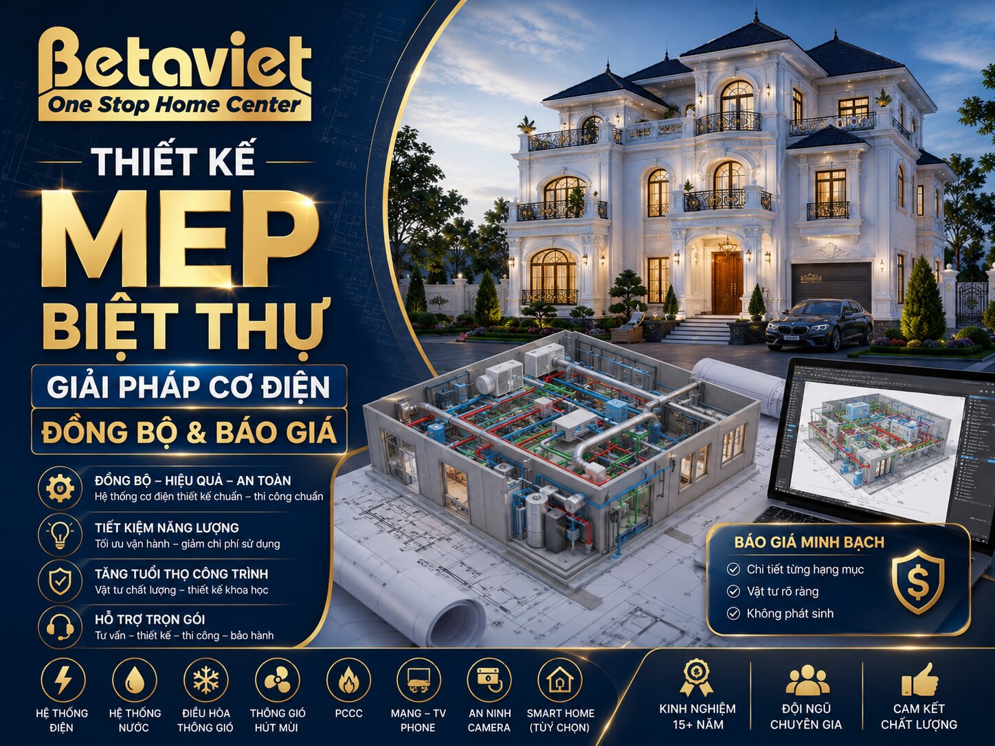 Thiết Kế MEP Biệt Thự: Giải Pháp Cơ Điện Đồng Bộ & Báo Giá 2026