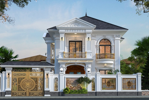 Thiết kế biệt thự 2 tầng phong cách tân cổ điển tại Bắc Ninh KT8000989