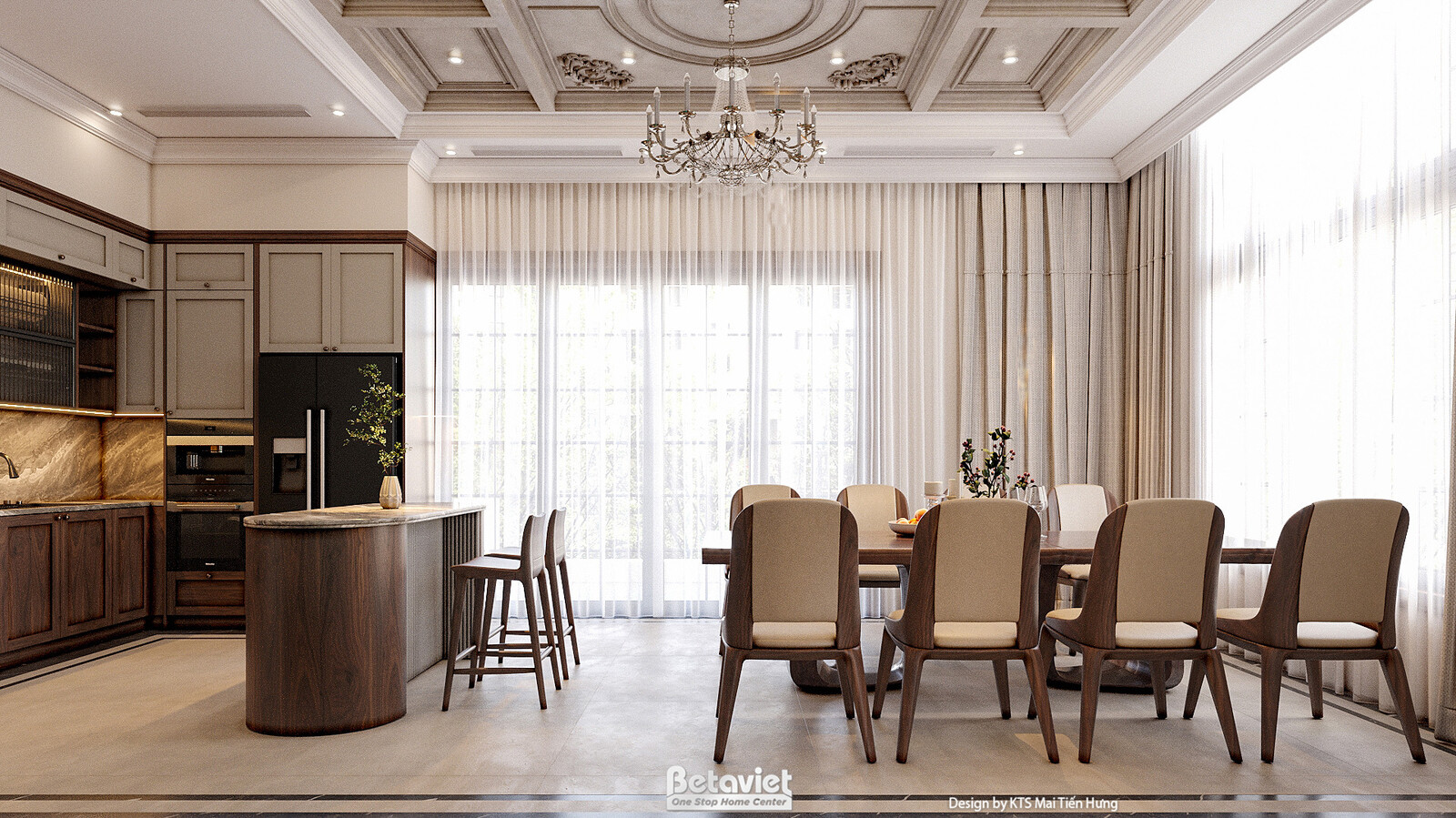 Nội thất phòng bếp biệt thự hiện đại KT2009337 – góc nhìn 4