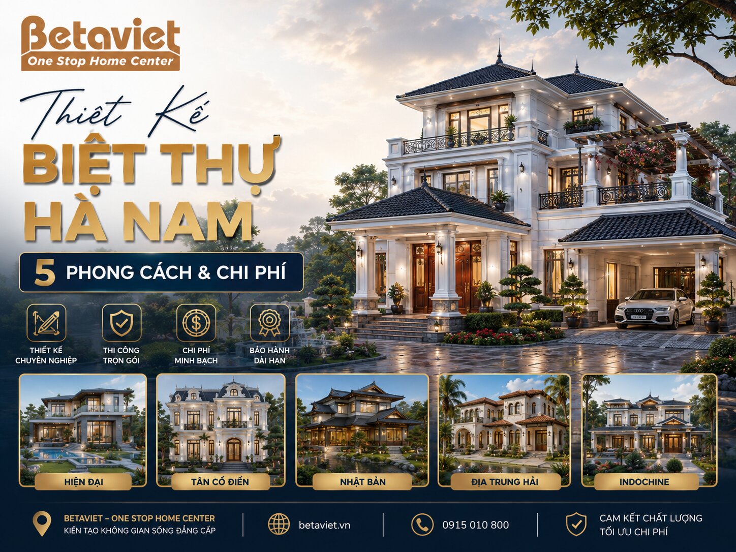 Thiết Kế Biệt Thự Hà Nam [2026]: 5 Phong Cách & Chi Phí