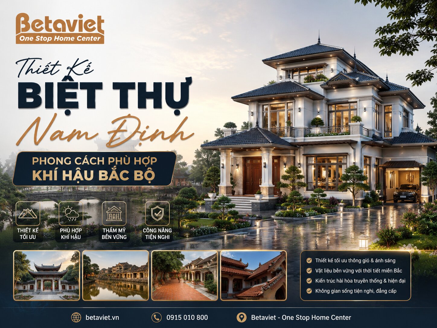 Thiết Kế Biệt Thự Nam Định: Phong Cách Phù Hợp Khí Hậu Bắc Bộ