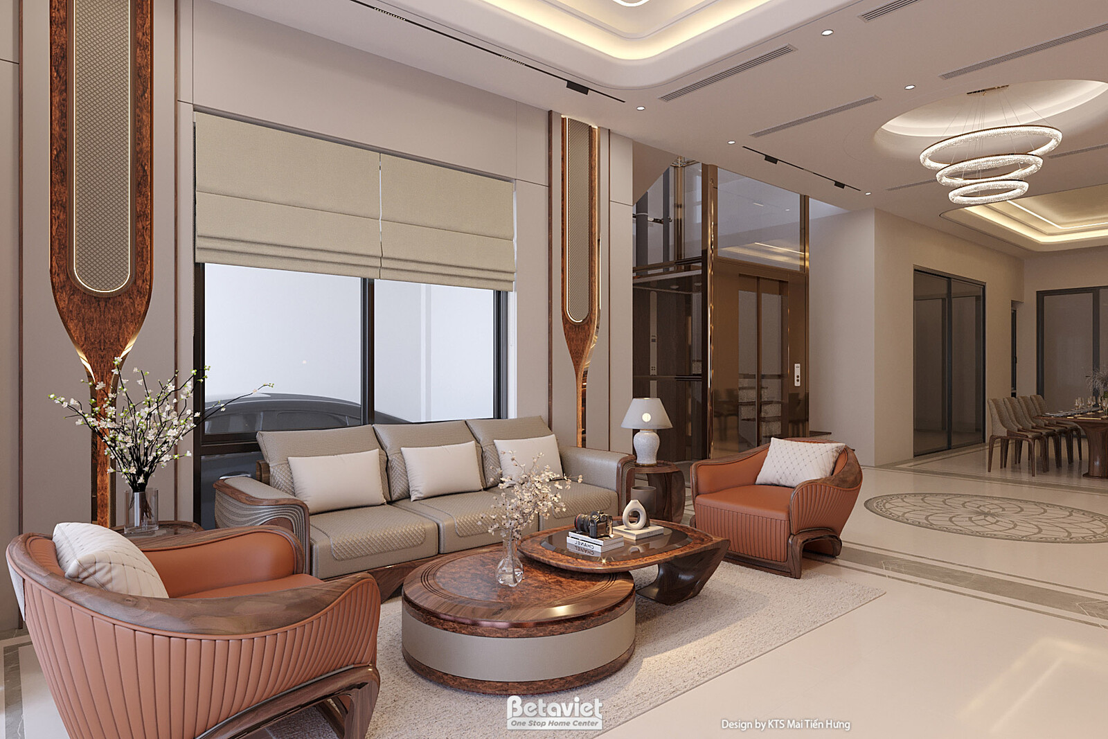 Nội thất phòng khách biệt thự hiện đại NT2600172 – góc nhìn 4