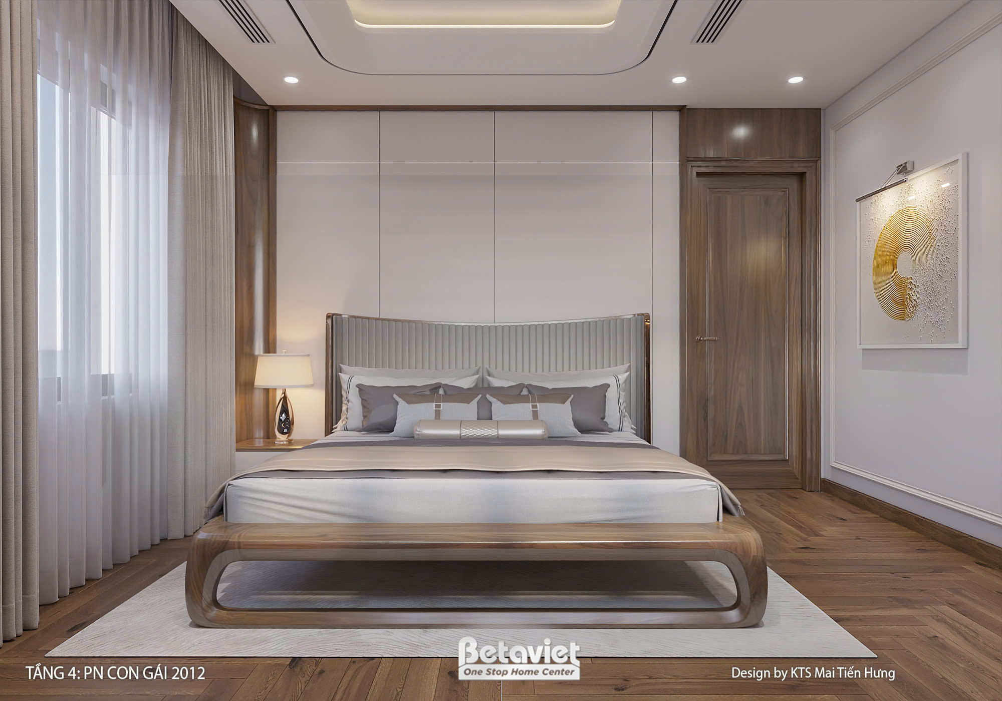 Thiết kế nội thất phòng ngủ con gái hiện đại KĐT Lideco NT2009588