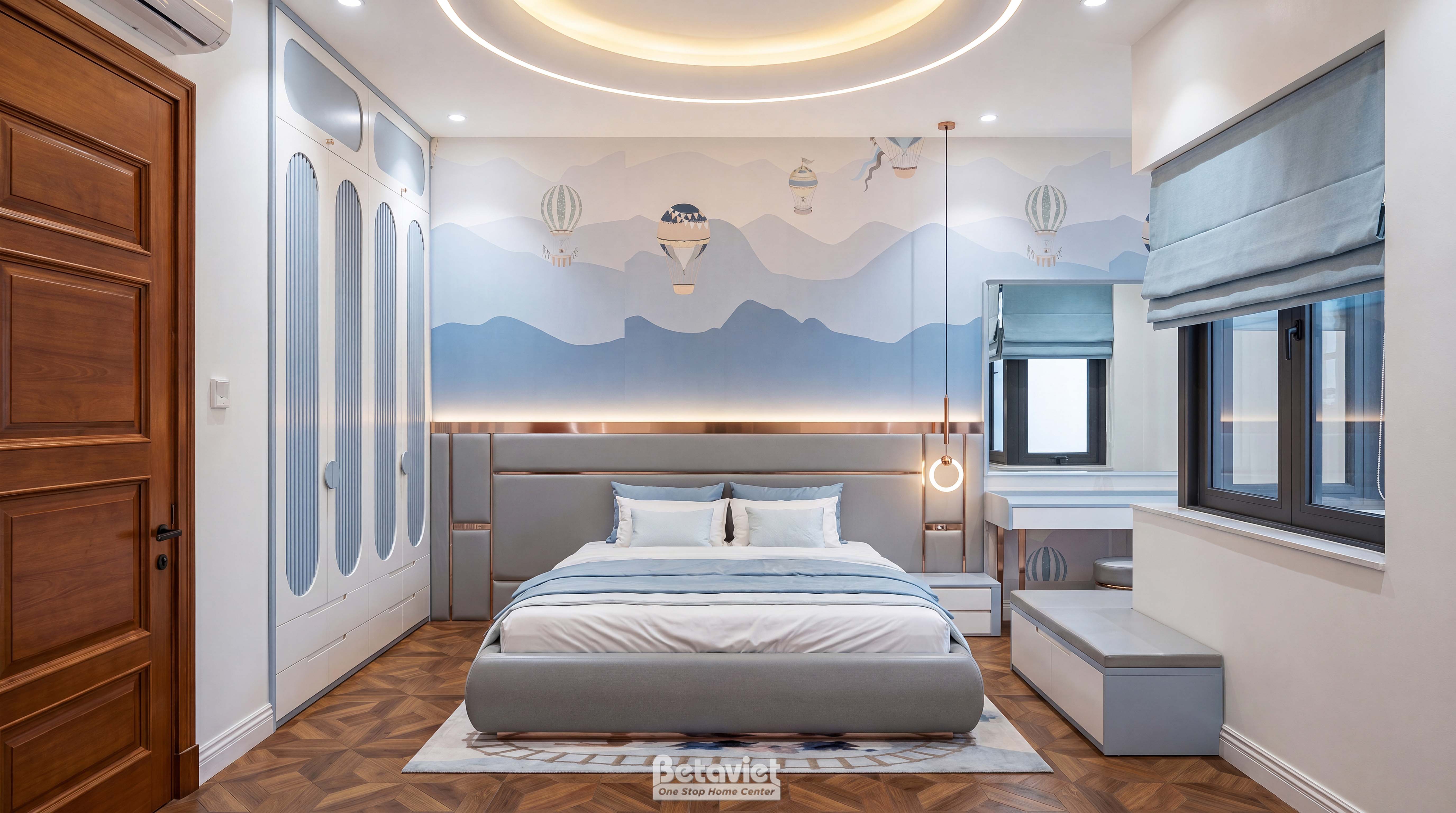 Thiết kế nội thất phòng ngủ con trai hiện đại biệt thự NT5004162