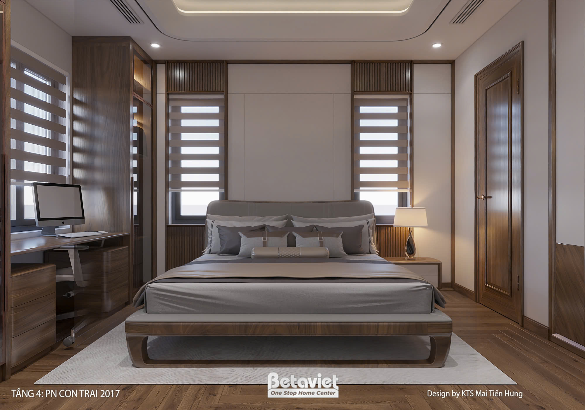 Thiết kế nội thất phòng ngủ con trai hiện đại KĐT Lideco NT2009588