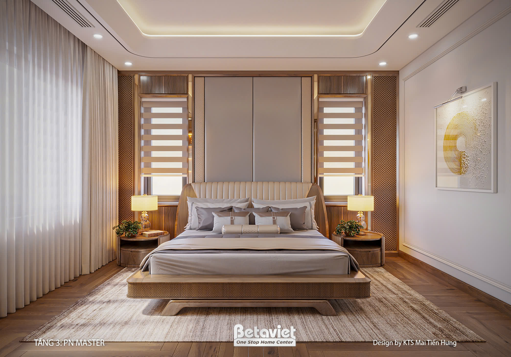 Thiết kế nội thất phòng ngủ master hiện đại KĐT Lideco NT2009588